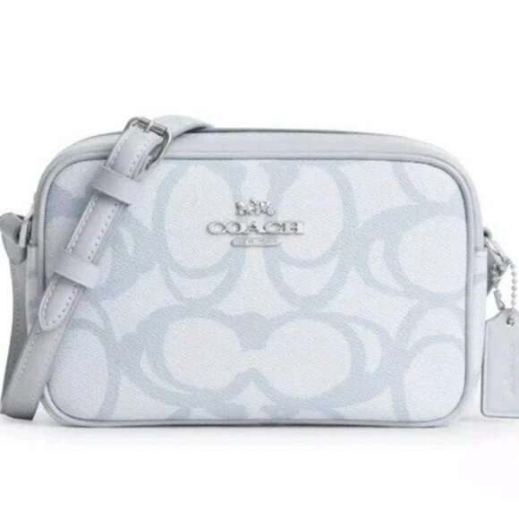COACH Mini Jamie Camera Bag In Sketch Signature 🌼 CBL94 Silver/Ice Blue - Picture 1 of 6